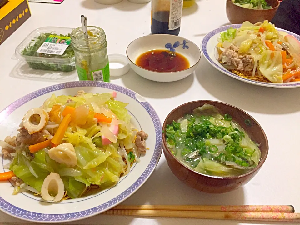 彼氏特製 皿うどんとお味噌汁|しおり。さん