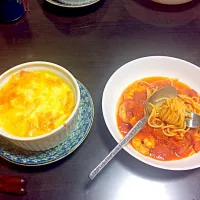 牡蠣グラタンと海老のトマトソースパスタ|Hideyuki  Takayamaさん