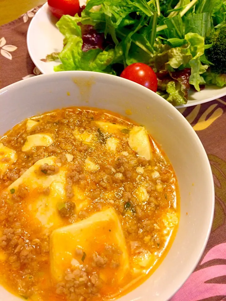 Snapdishの料理写真:麻婆豆腐で夕食🍚🍚|かずみさん