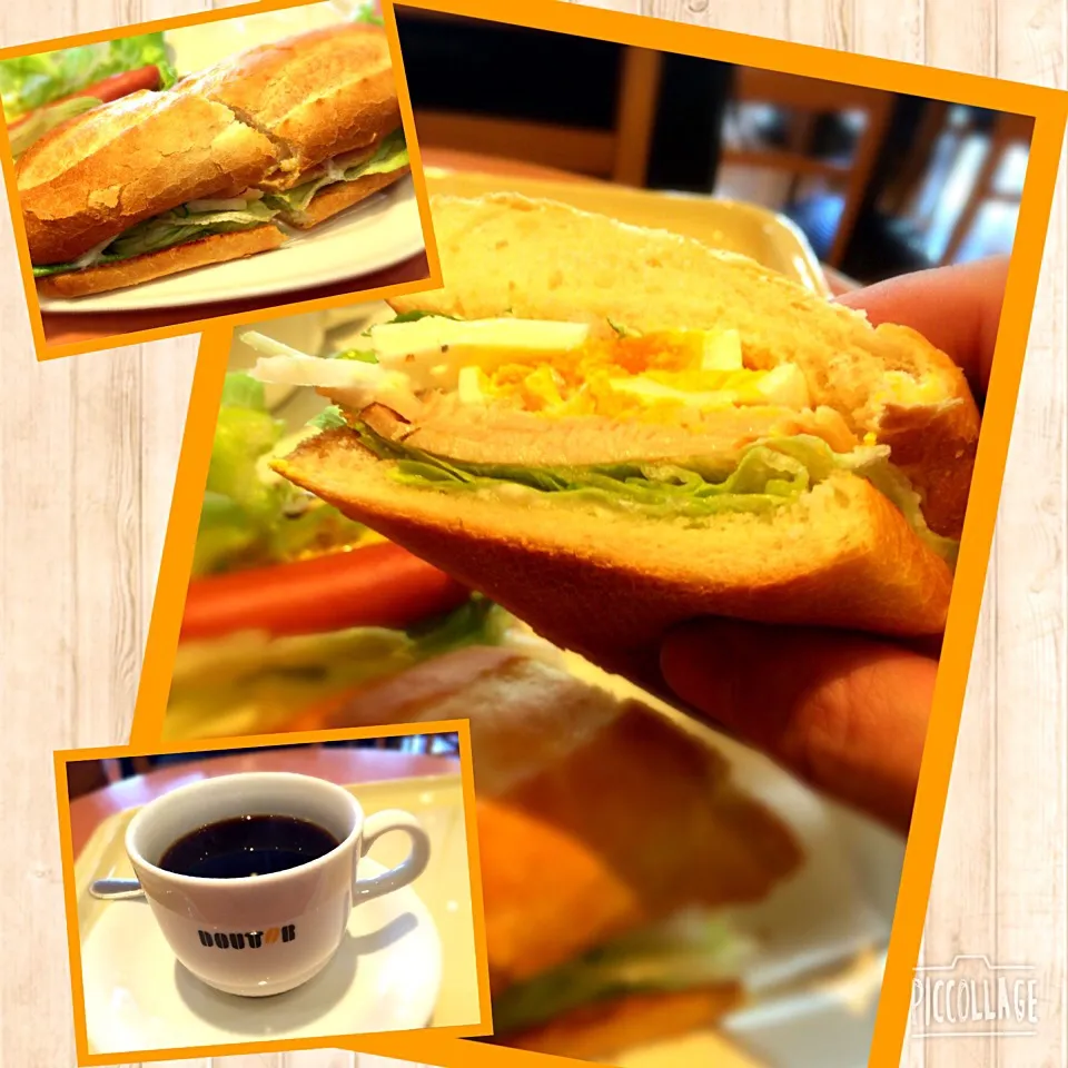 Snapdishの料理写真:朝食！
コーヒーとやわらかチキンと半熟タマゴ😋@ドトールコーヒー|しんやさん