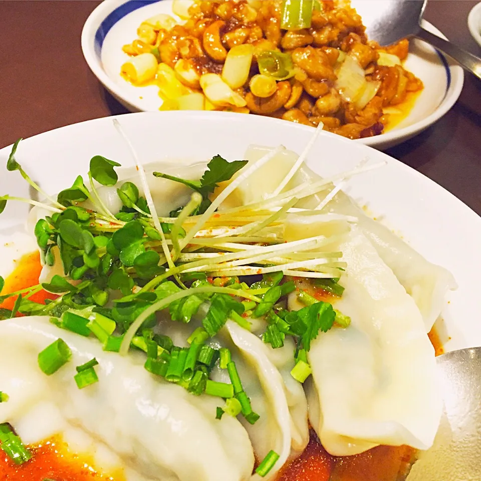 Snapdishの料理写真:水餃子と鶏肉のカシューナッツ辛炒め
深川七福神巡り後のランチ🍴✨|カナ☆デップさん