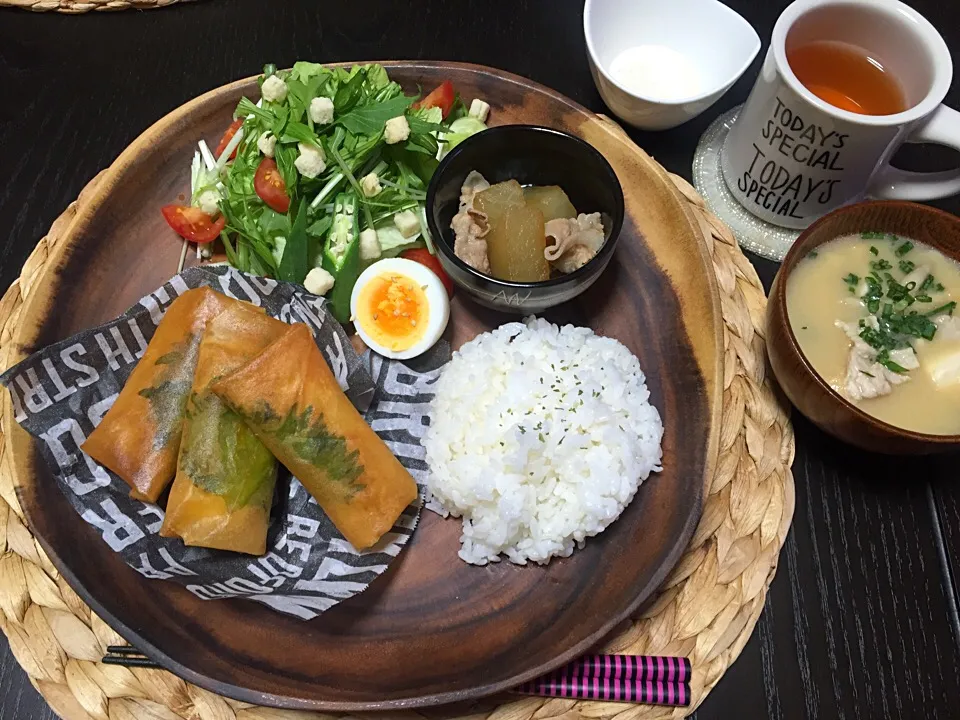 ササミチーズ春巻き♡シーザーサラダ♡大根の煮物|Ⓜ︎ℹ︎ ♡.さん