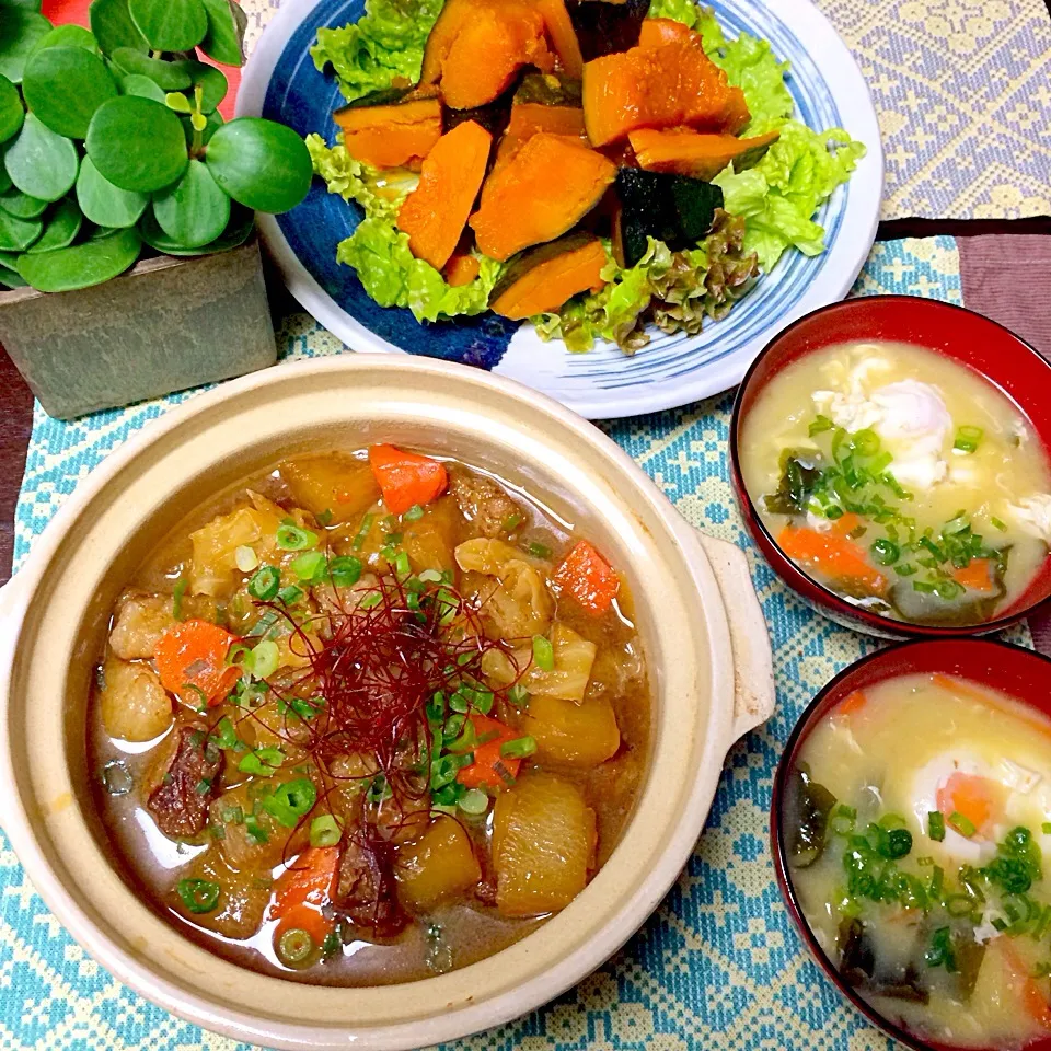 ✳︎猪肉の甘辛煮込み
✳︎かぼちゃ煮
✳︎お味噌汁|Ryotanさん