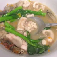 Ox bone marrow / Oyster / Choy Sum 
In Ox & Chicken bones soup base|STEVE § SPIKEさん