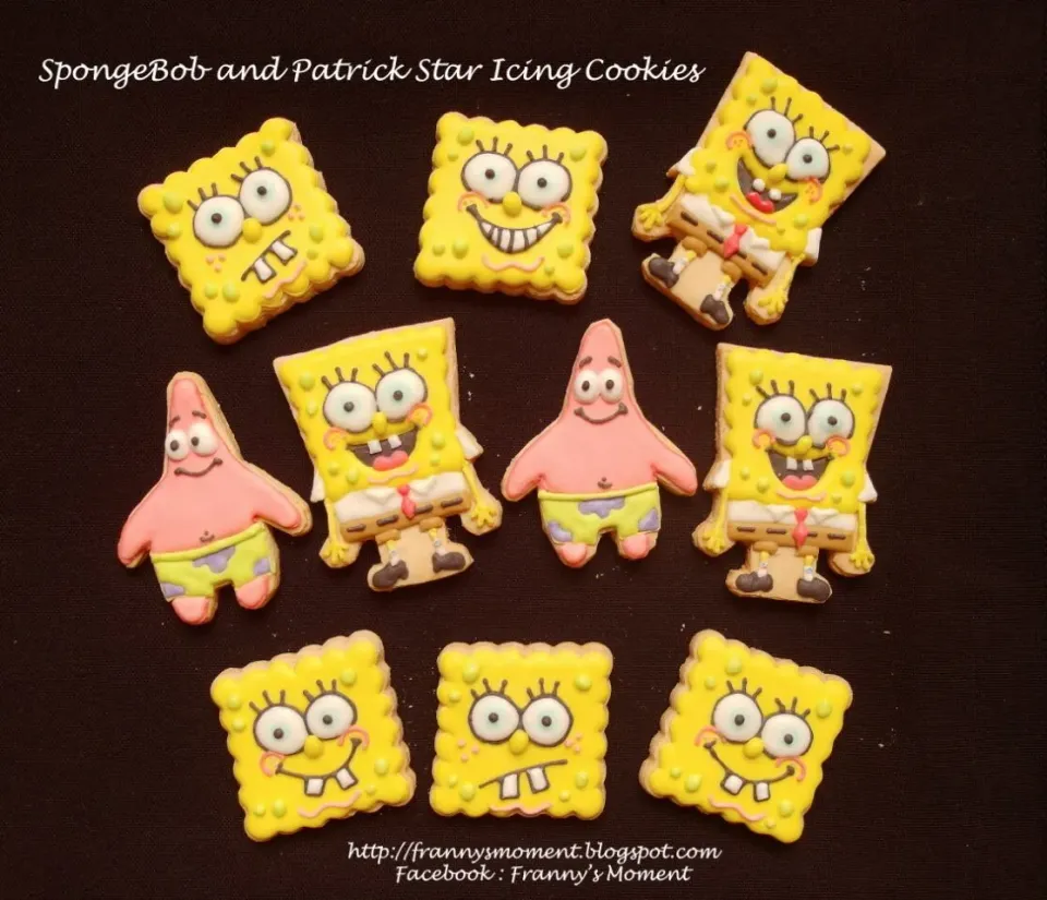 Snapdishの料理写真:SpongeBob & Patrick star icing cookies for a kid party ~|Frannyさん