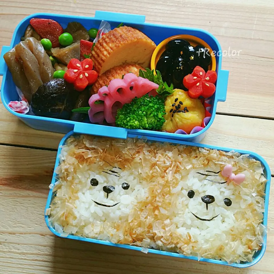 おさるさんのおせち弁当

 #申 #キャラ弁 #おせち #２段弁当|れいこさん