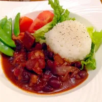 Snapdishの料理写真:黒まめと豚肉のトマト煮|ISHIさん