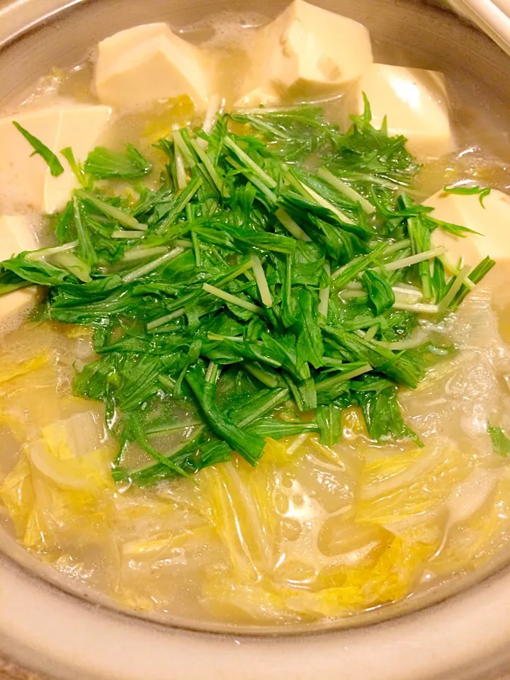 鶏白湯鍋で夕食🍲🍲|かずみさん