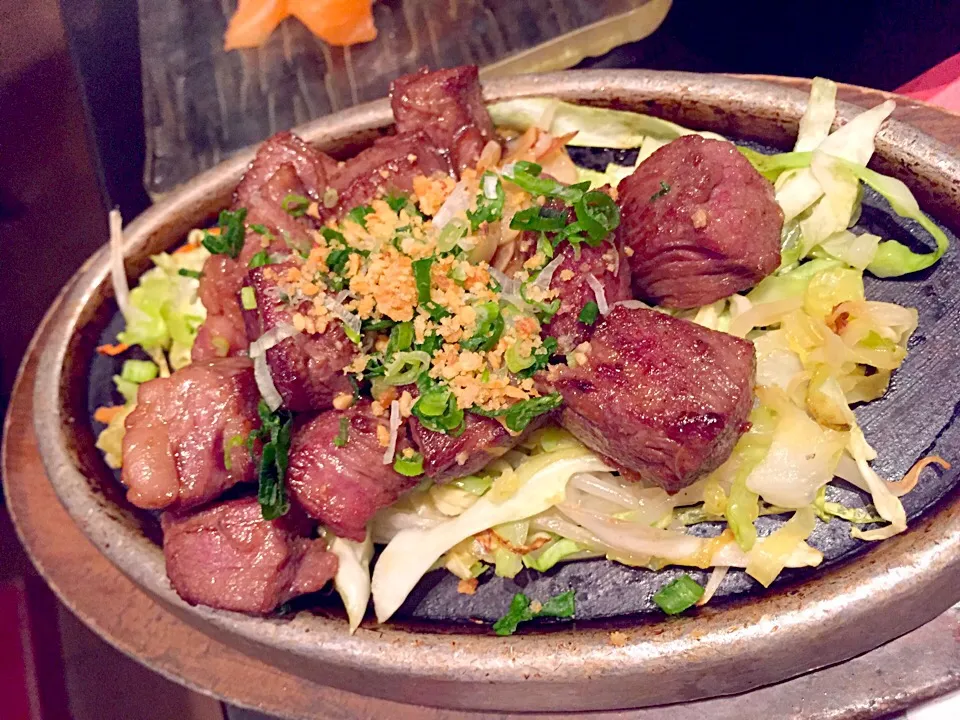 Japanese style beef shoulder cubes with leek|Sky Blueさん