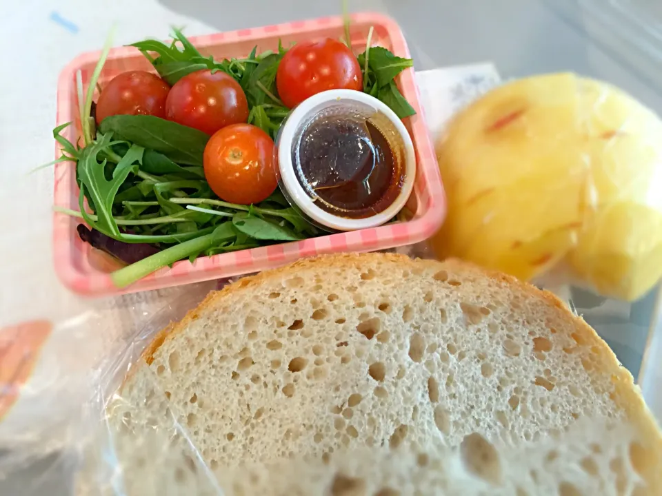 おでかけで朝ごはんをクリームチーズ&サーモンサンド弁当にしました。|うきさん