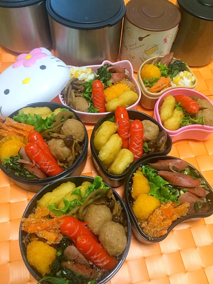 Snapdishの料理写真:お弁当5人分。|ゆりねかふぇさん