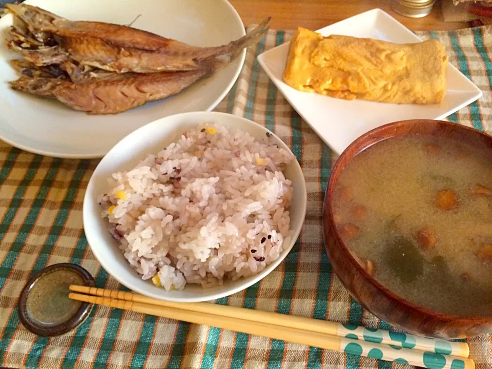 朝ごはん★鯵の開き、だし巻き卵、みそ汁、ごはん|ハルさん