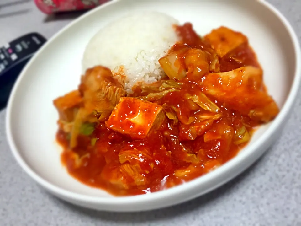 チキンと揚げ豆腐のトマト煮|はっち∞さん