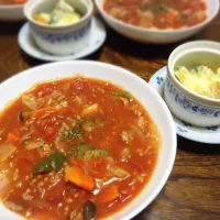 Snapdishの料理写真:🍴たっぷり野菜と鶏モモのトマト煮込み 🍴カボチャとブロッコリーのマヨチーズ焼き|しほさん