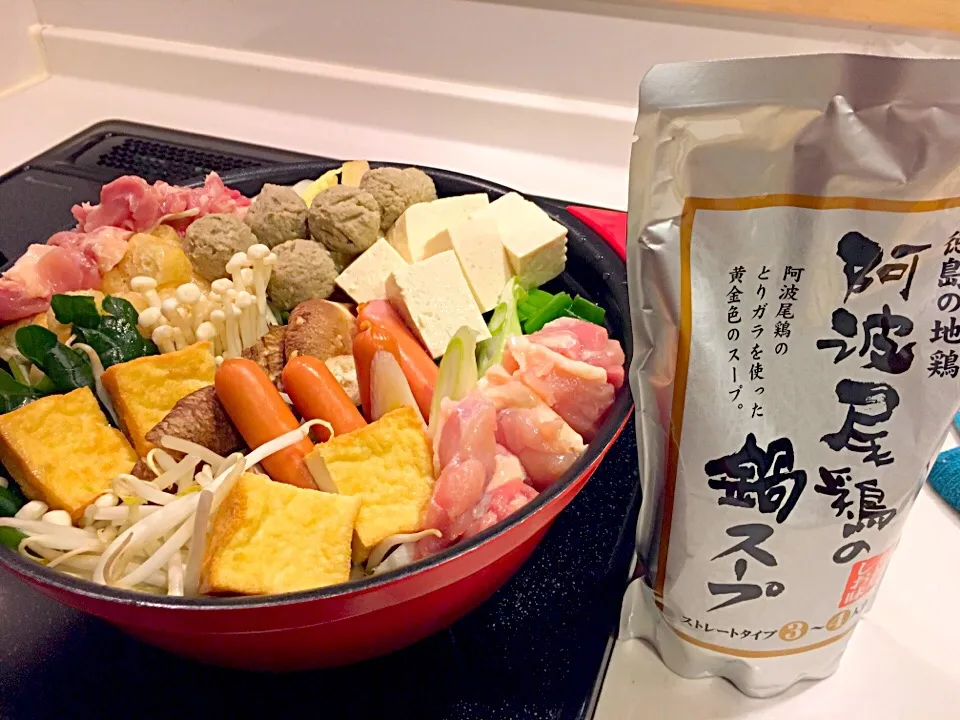 Snapdishの料理写真:今宵は阿波尾鶏鍋スープにて🍲！|なかじー。さん