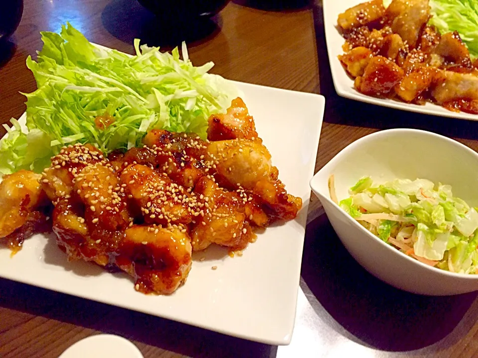 Snapdishの料理写真:鶏胸肉の甘辛炒め
白菜とカニカマのわさびマヨ|ぴかちゅん★さん