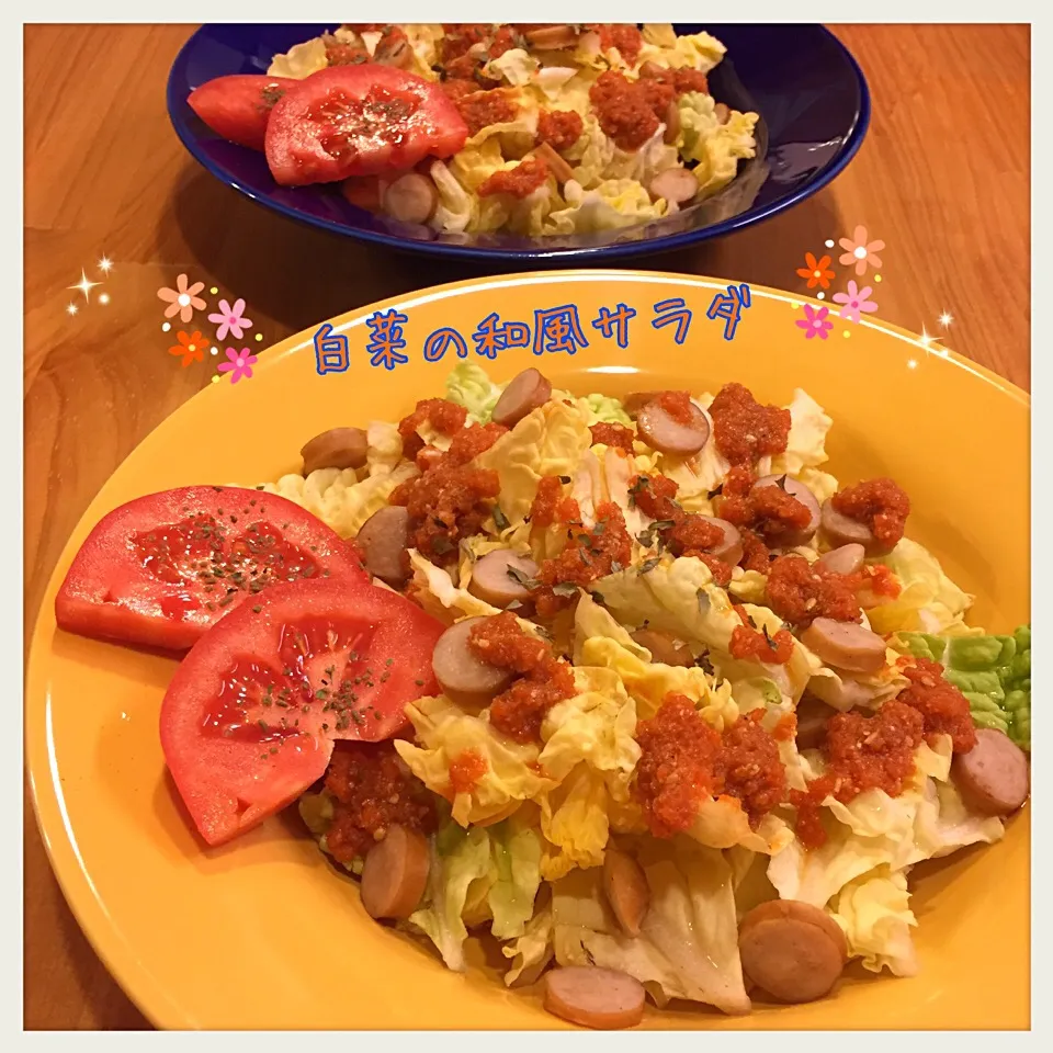 チョッパー＆ホヌさんの料理 白菜の和風サラダ😋柔らかい葉だけを使って✌(◔౪◔ )✌|こずえ⑅◡̈*さん