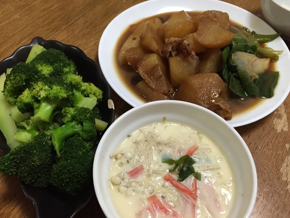 お夕飯:茶碗蒸しと豚バラ大根|さんだーさん