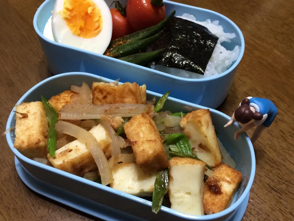 Snapdishの料理写真:厚揚げと大根の白だし炒め弁当〜研究室初日張り切るも11時解散（笑）|もっつぁさん