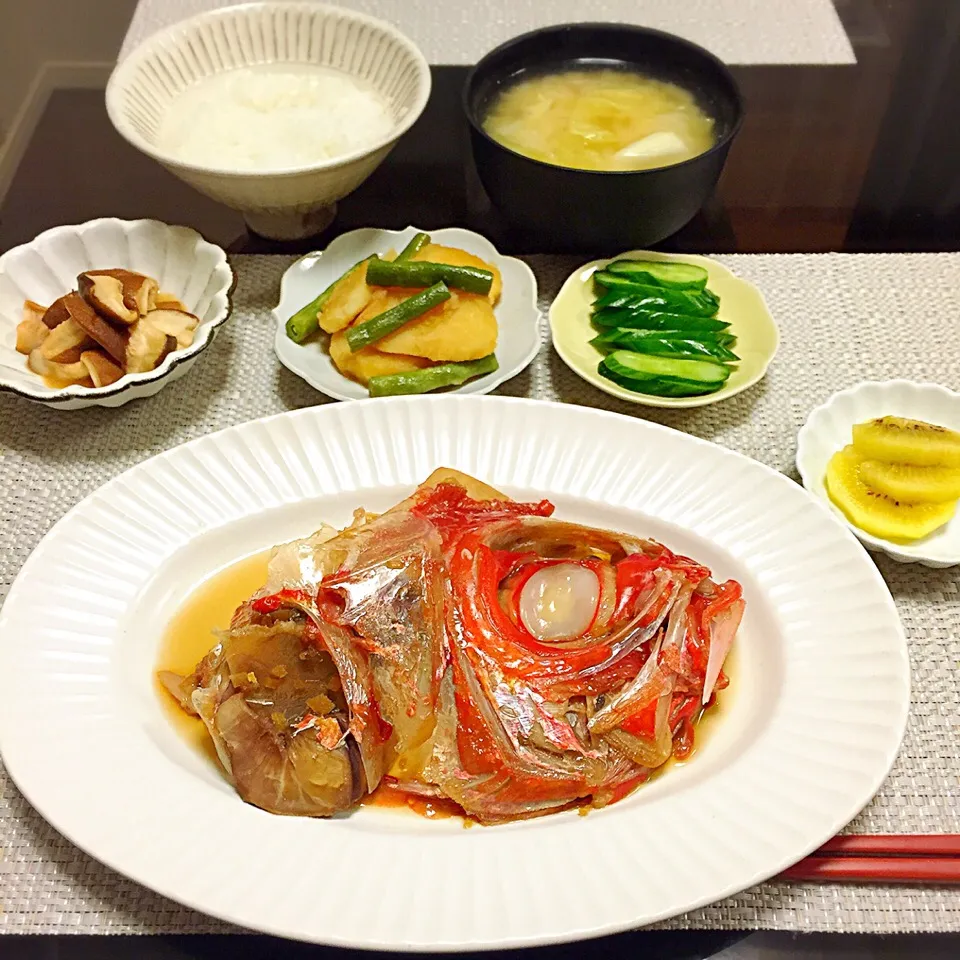 金目鯛のあら煮、じゃがいもといんげんの炒め煮|はらしおりさん