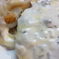 Pork chops with cream white mushroom sauce|Nigelさん