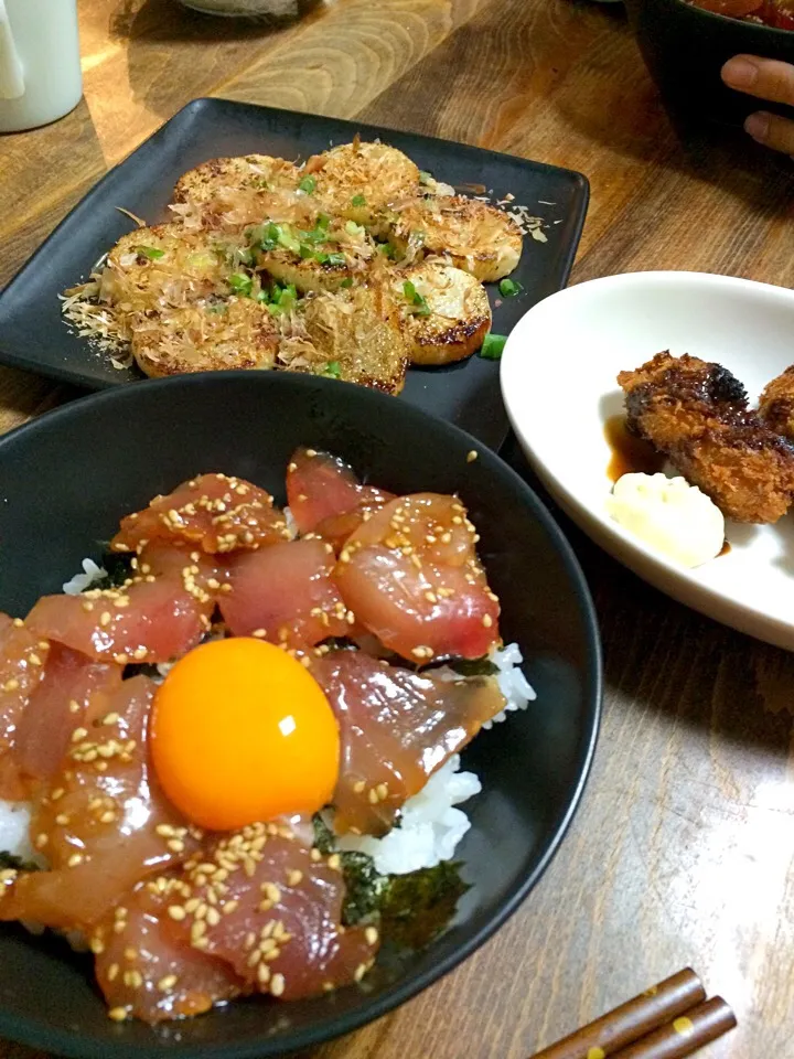 まぐろユッケ丼と長芋ステーキ|＊YUKI＊さん