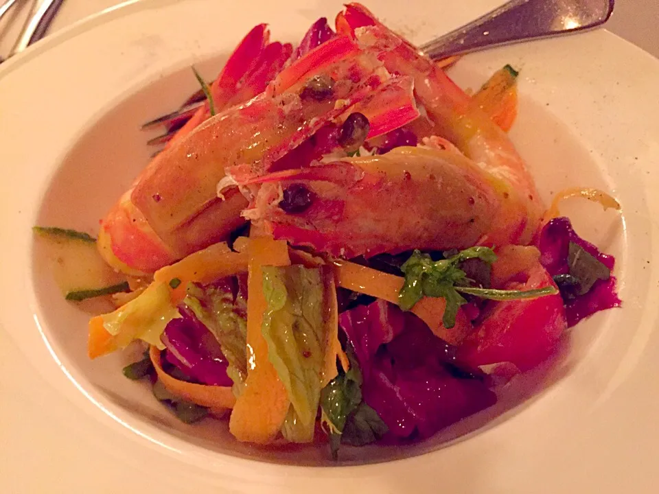 Prawn salad with shredded vegetables & honey Pommery mustard|Sky Blueさん