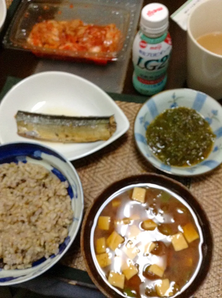 秋刀魚＆めかぶ＆豆腐の味噌汁|まぐろさん