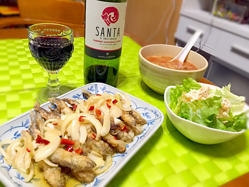 Snapdishの料理写真:柳葉魚の南蛮漬け🍷|マニラ男さん