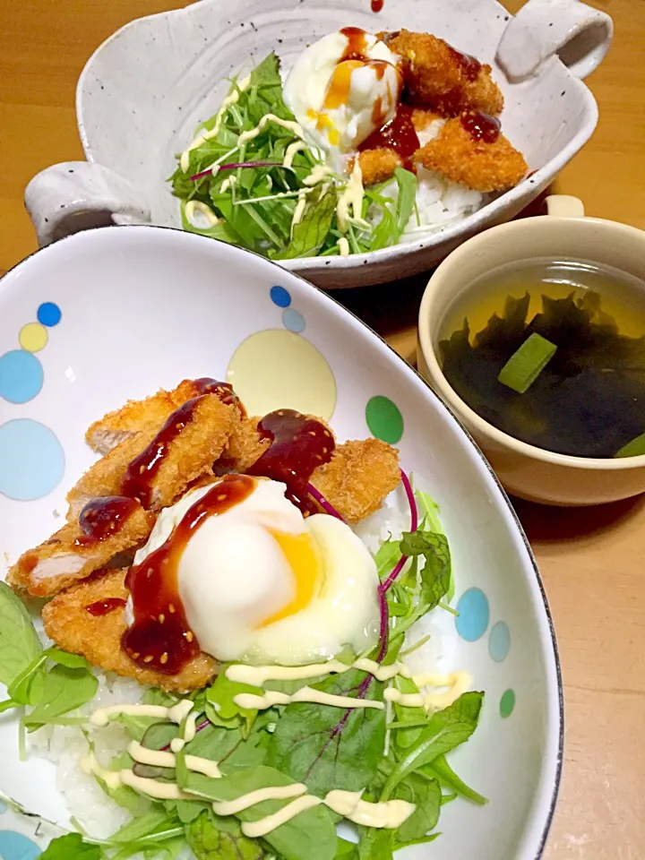 チキンカツ丼( ‾ʖ̫‾)|さくたえさん