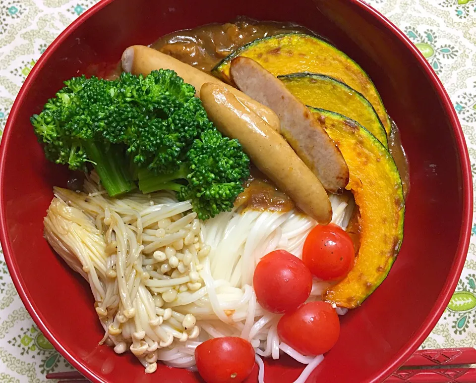 カレーにゅうめん、昨日のカレーで作りました、よく混ぜて食べます。|Isimura Hidekiさん