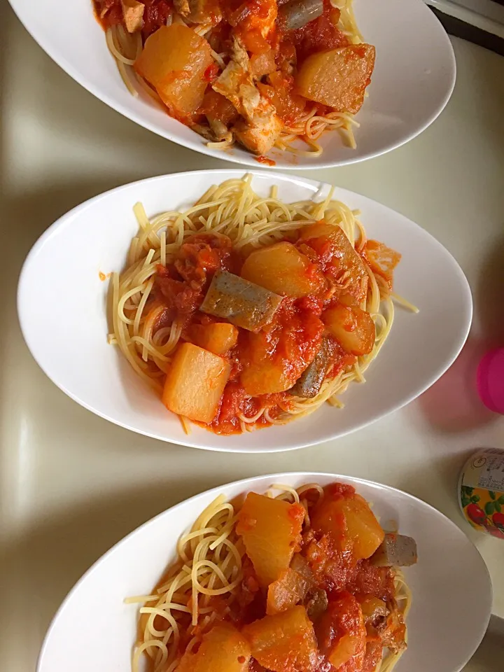 Snapdishの料理写真:大根の煮物からのリメイクパスタ♡|えり♡さん