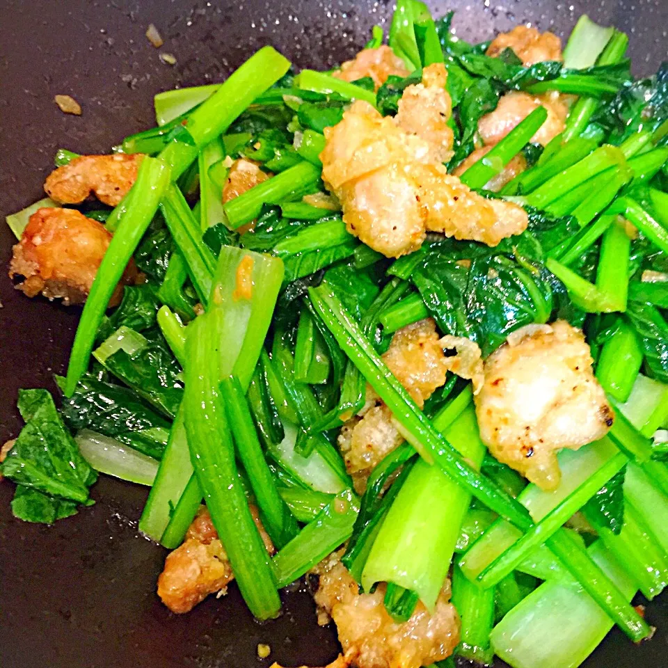 Chicken and Japanese Mustard Spinach Stirfry in Garlic|Laarni Nabongさん