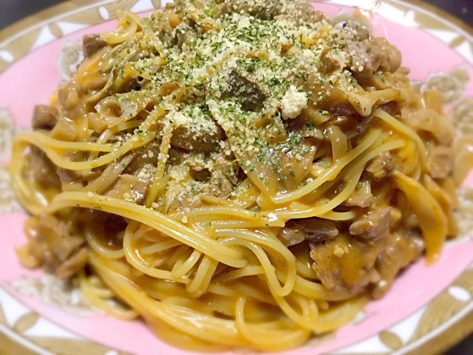 牛肉とキノコのデミグラクリームパスタ★|RIEママさん