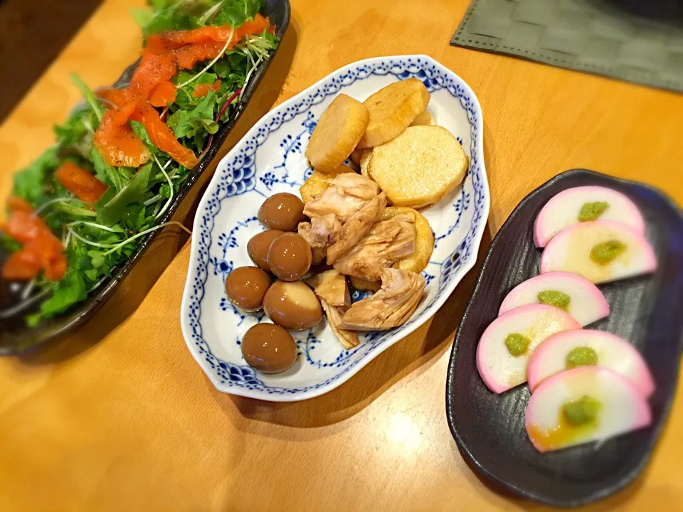 うずらの卵&長芋&チキンサラダの、ニンニク醤油漬け。|りえさん