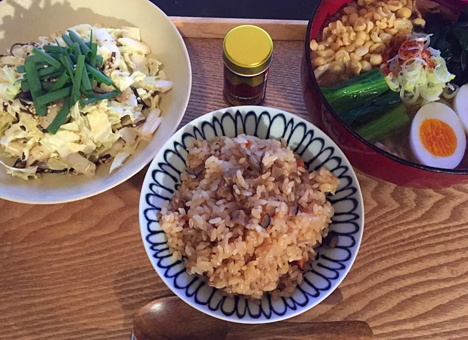 豚ネギうどん
中華おこわ
白菜と塩昆布のサラダ|ayumiさん