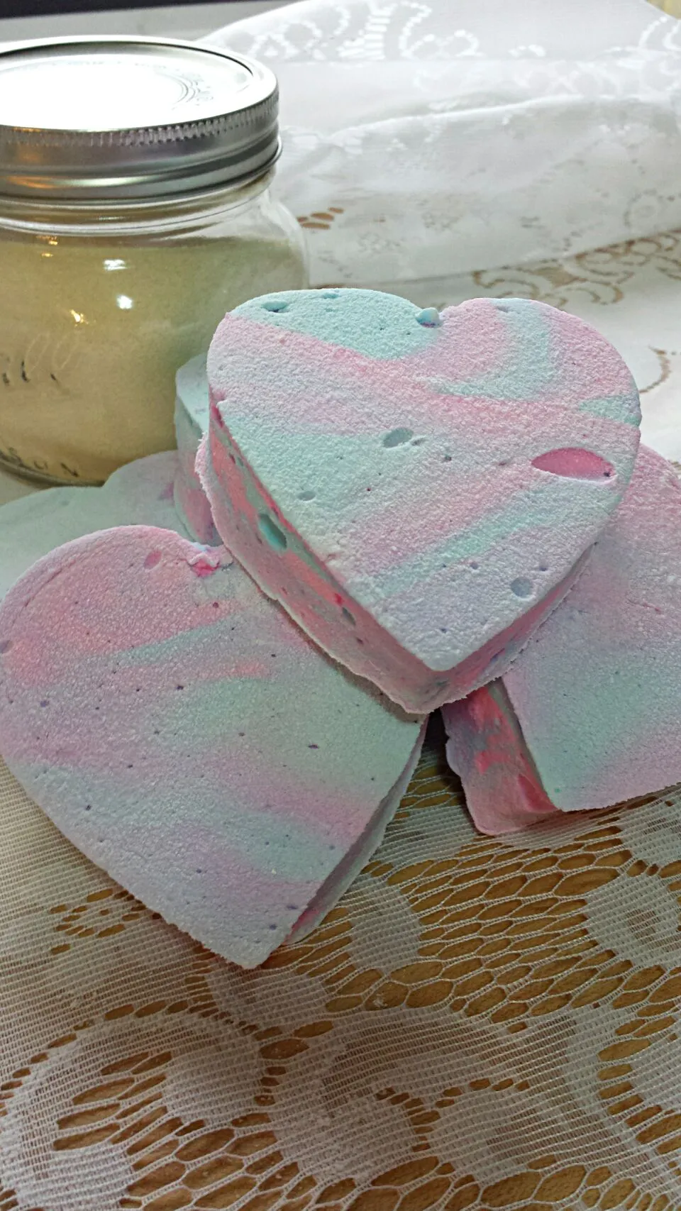 Snapdishの料理写真:Cotton candy heart-shaped marshmallows!|Jen Robillardさん