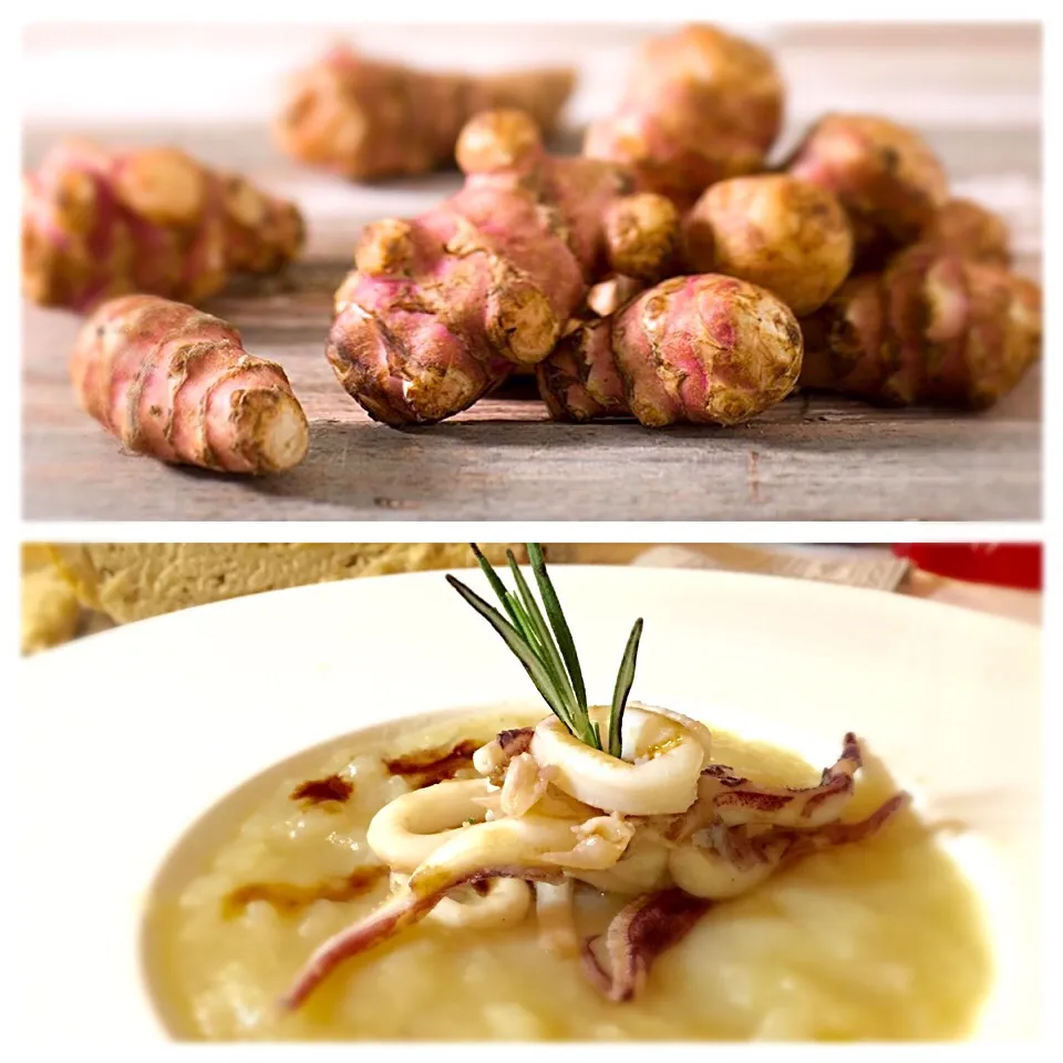 Cream of Jerusalem artichoke soup & squids|laura giardinaさん