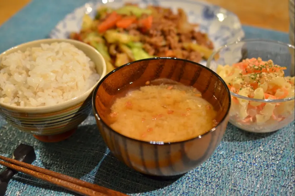 自家製甜麺醤の野菜炒め定食♪|マカロンさん