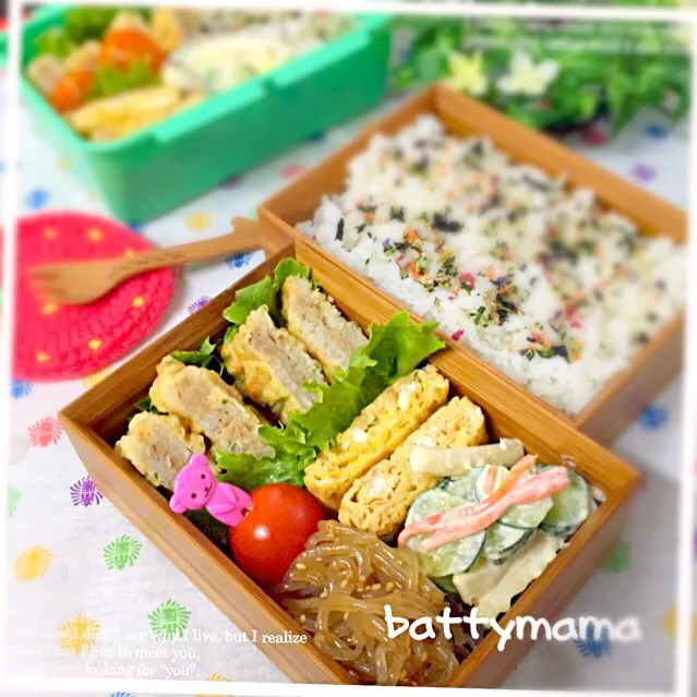 レンコンのはさみ揚げ弁当～♡battymamaの節約しても美味しいお弁当♡|ばってぃーまま＠♪さん