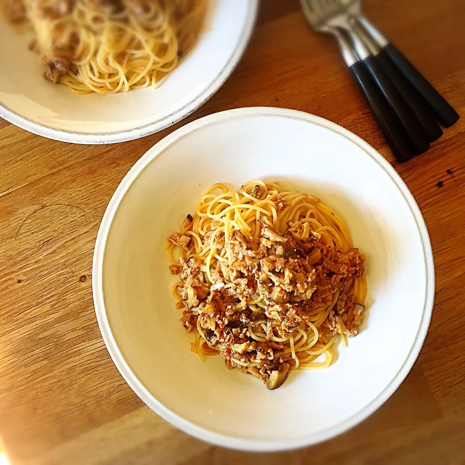 豚肉としいたけの
ラグーソースのパスタ|TKさん