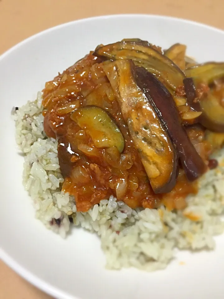 抹茶ごはんと麻婆茄子のコラボレーション(^-^)/|ギムレットさん