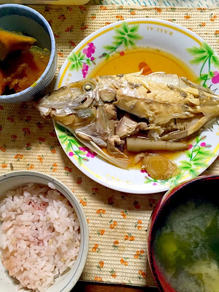 カワハギの煮付け 南瓜煮 味噌汁|掛谷節子さん