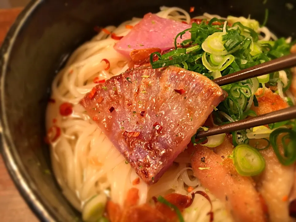 鶏と紫大根のペペロン温めん4|半田手延べそうめんの店 阿波や壱兆さん