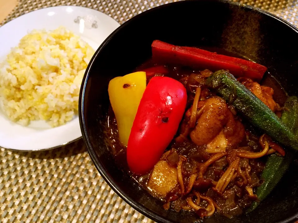 ゆりえさんの料理 昆布つゆdeモリモリグリル野菜の和風スープカレー☆もちきびご飯とともに♪|Aimee(恵唯美)さん