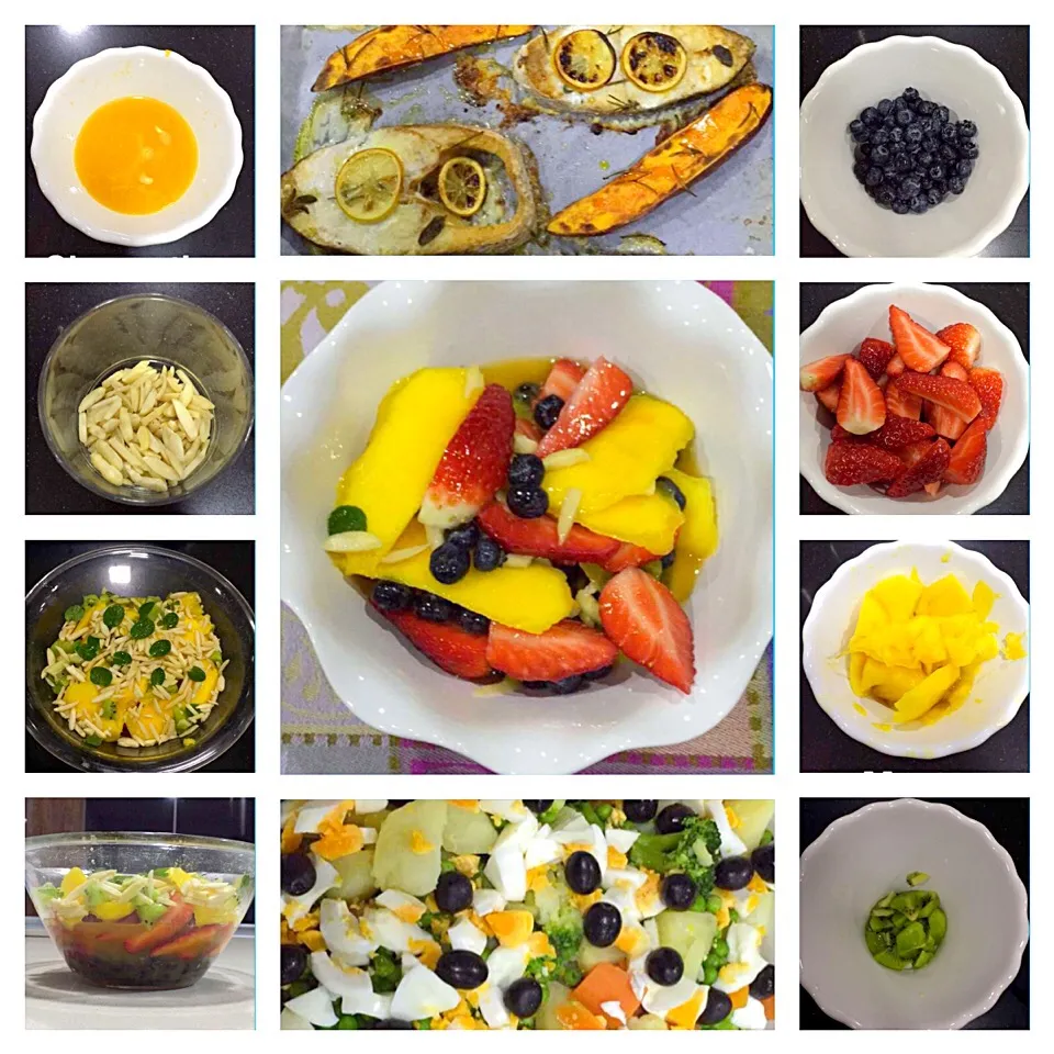 Snapdishの料理写真:Salada de Fruta e jantar saudável.|Tiagoさん