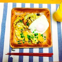 Snapdishの料理写真:ささみチーズと高菜野菜炒めのワンプレート|marinhahahaさん