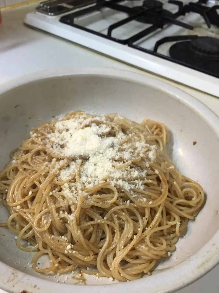 ジュのソースに醤油を足して、和風パスタ。|織友さん