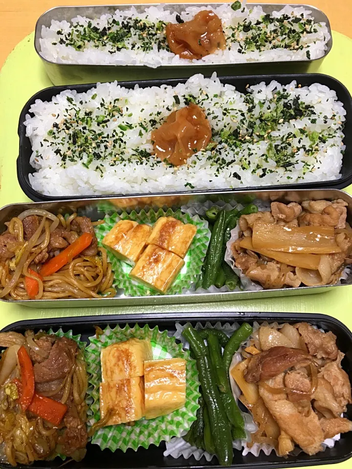 豚肉とメンマの炒め煮 インゲン炒め 卵焼き 焼きそば弁当。|Kumiko Kimuraさん