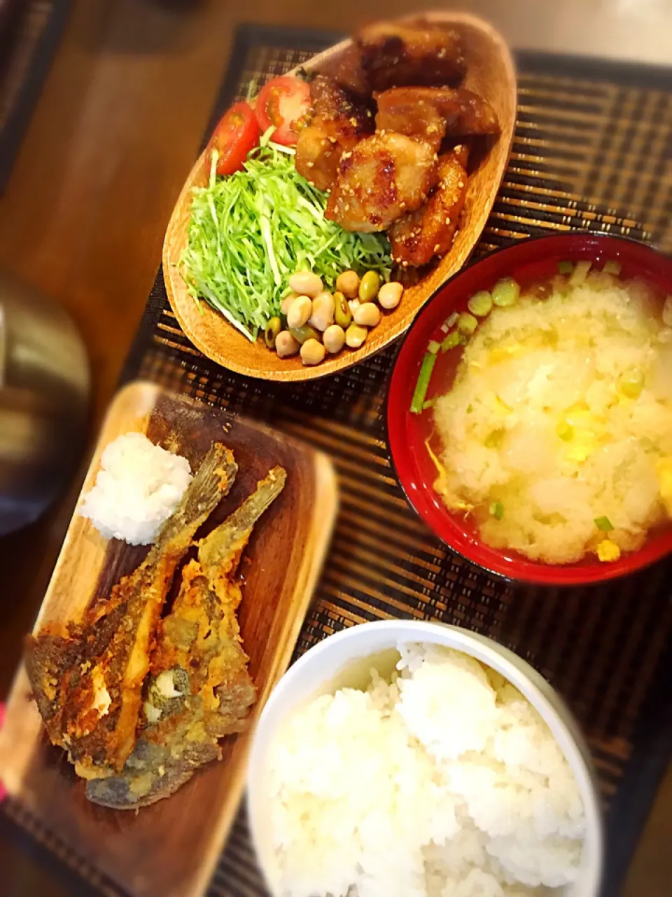 カレイのから揚げ＆鶏胸肉の照り焼き|けみさん